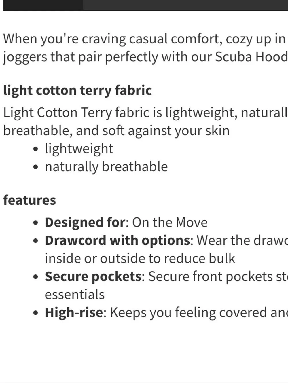 Lululemon  Scuba Jogger — Black Sz 2 Light Cotton Terry